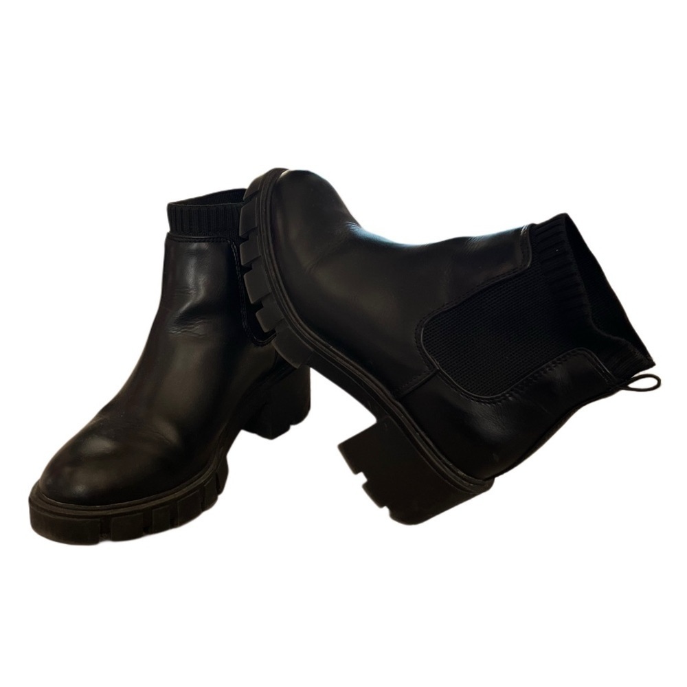 SO Elegant Black Ankle Chelsea Combat Boots Size 6